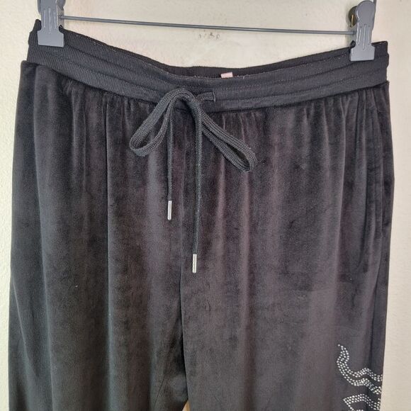 Juicy Couture Velour Rhinestone Wide Leg Pants Size Large - Picture 3 of 7